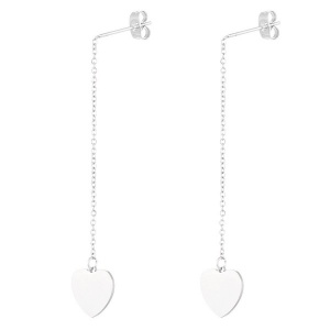 Heart Chain Earrings - Silver